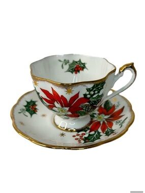Vintage Queen Anne Tea Cup Saucer Noel